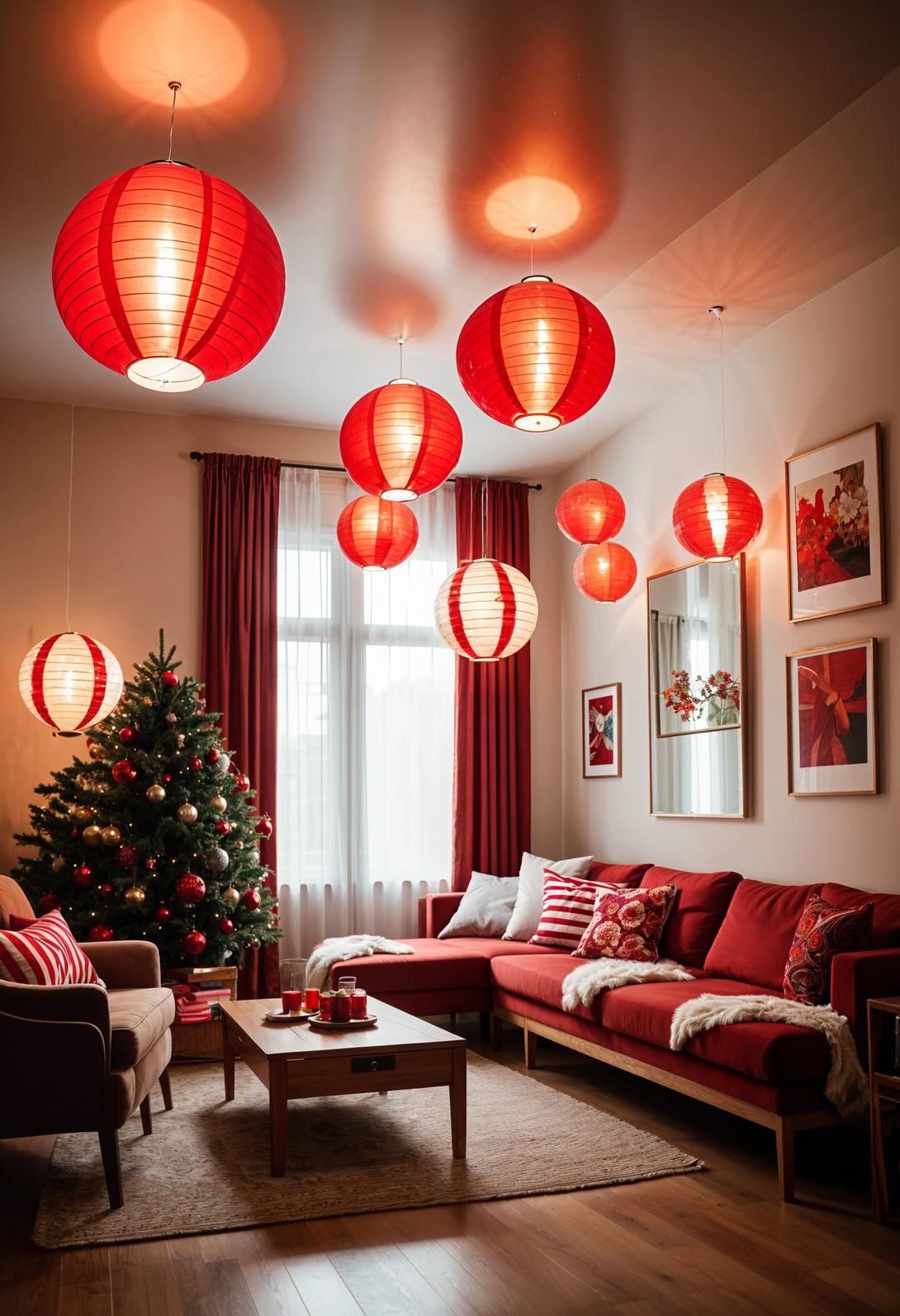 13. Festive Striped Lanterns Decor-1