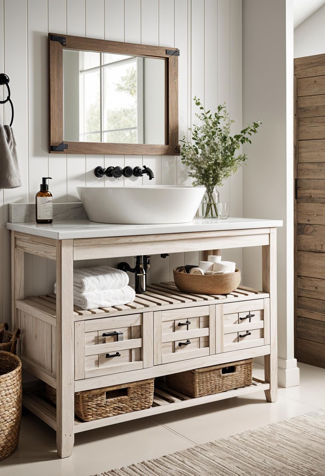 13. Whitewashed Wood Farmhouse Vanity-0