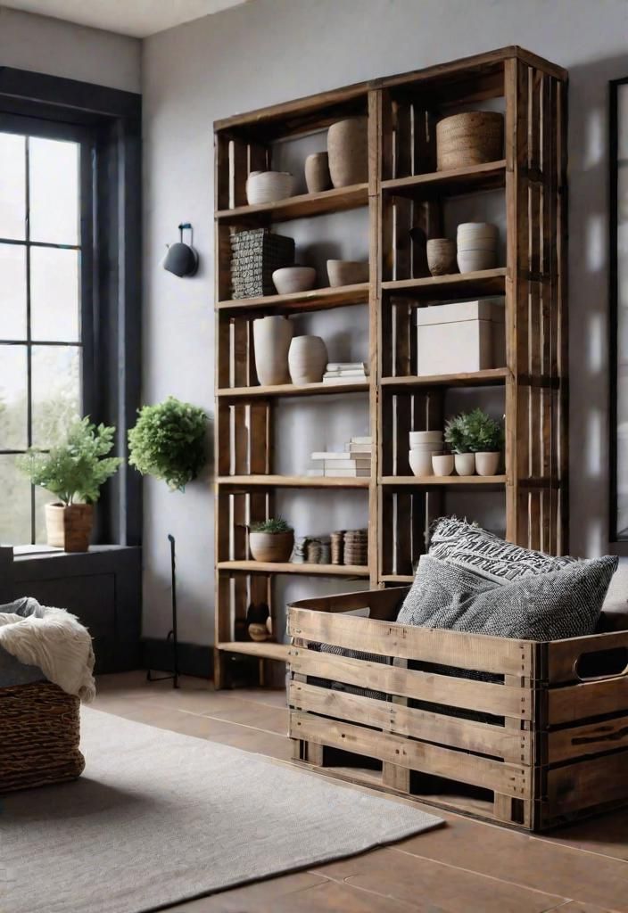 25 Charming Farmhouse Living Room Ideas For 2025 21 19. Crate storage for farmhouse living-0