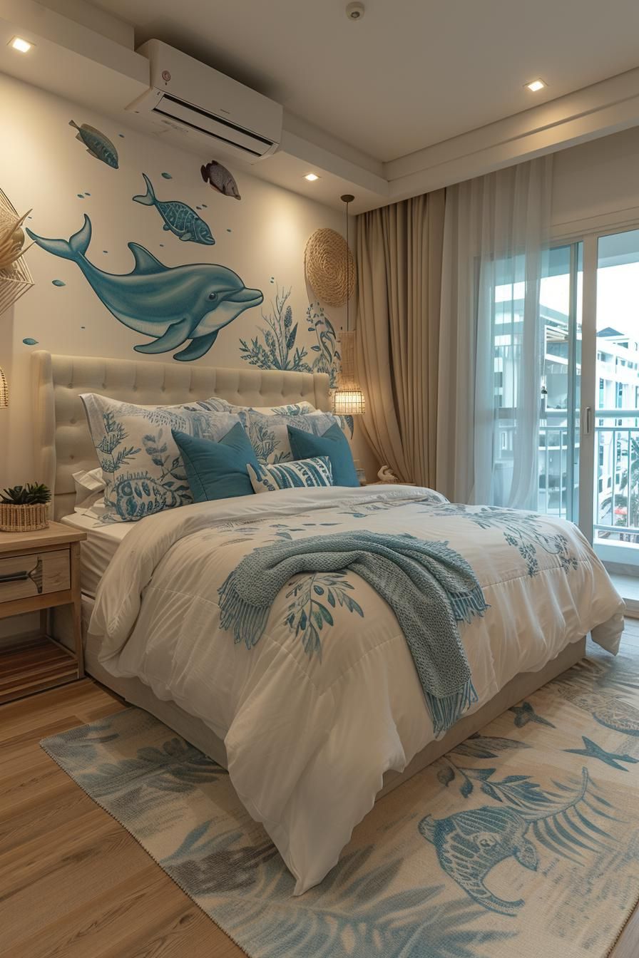 15 Aesthetic Coastal Bedroom Ideas For A Dreamy Retreat 20 8. Coastal Bedroom Wall Decals-0