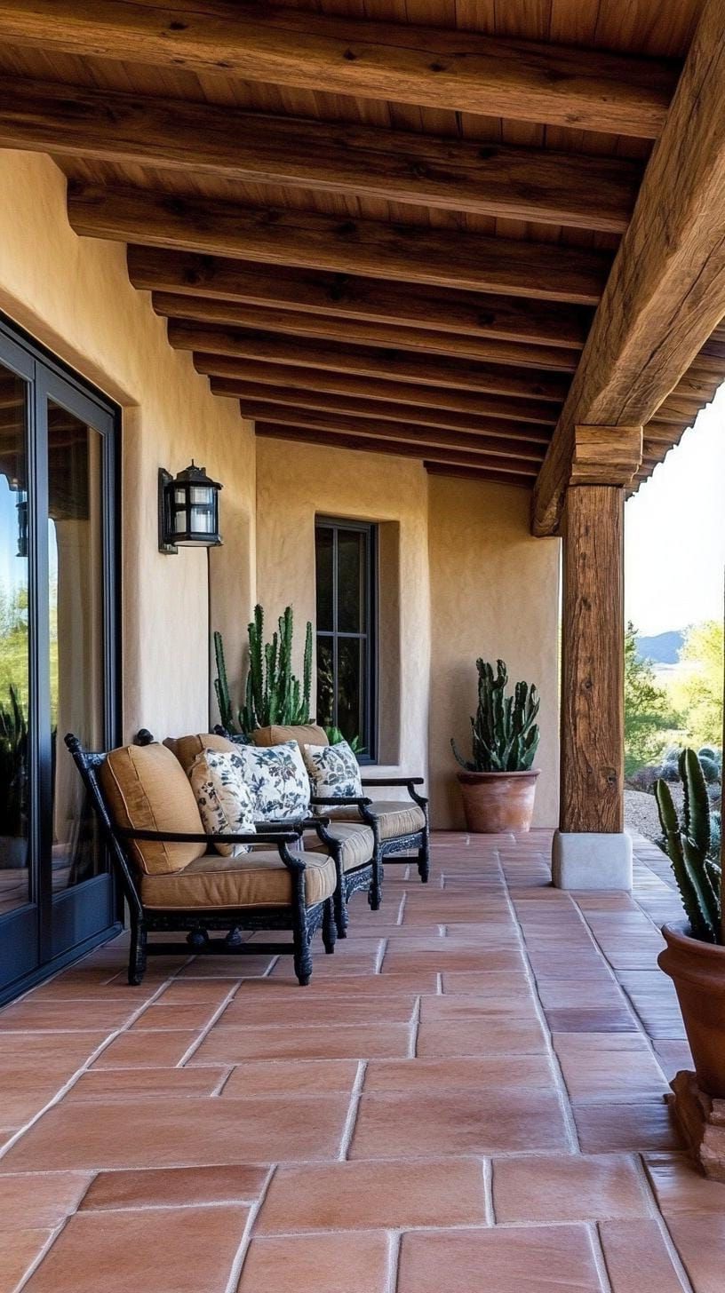 25. Southwestern adobe desert utilizing terracotta tiles, cactus, and rustic red tones-0