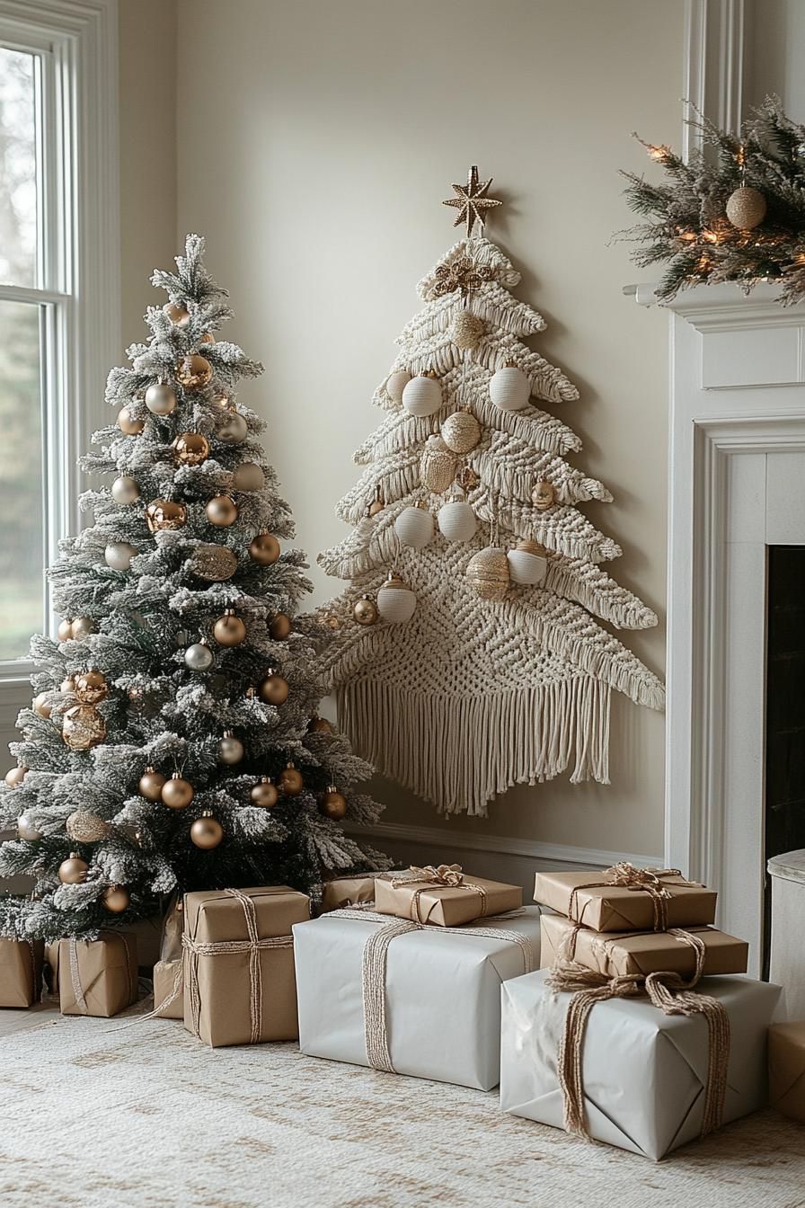19 Unique Boho Christmas Decor Ideas 3 1. Boho Christmas Tree Wall Decor-0
