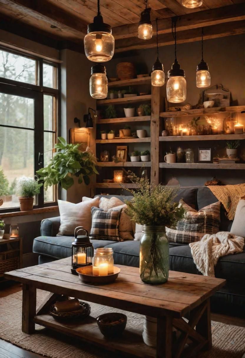 45 Warm & Inviting Cozy Living Room Ideas for Ultimate Relaxation 12 10. Rustic Family Room Gathering-0