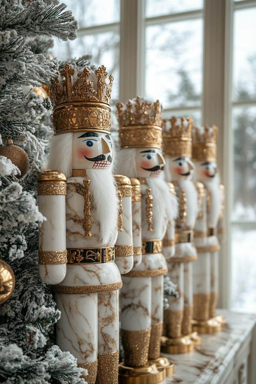 15 Gorgeous Luxury Christmas Decor Ideas To Elevate Your Home 33 11. Elegant Marble & Brass Nutcrackers-1