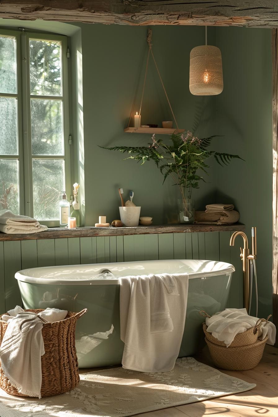 2. Earthy Olive Bathroom Paint Inspiration-1