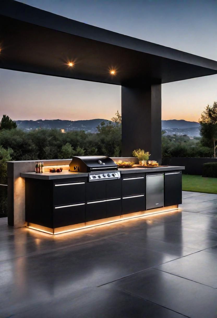 4. Sleek Black LED Outdoor Kitchen-0
