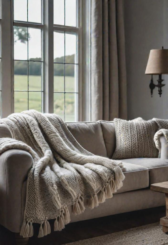 25 Charming Farmhouse Living Room Ideas For 2025 15 13. Cozy Farmhouse Throws-0