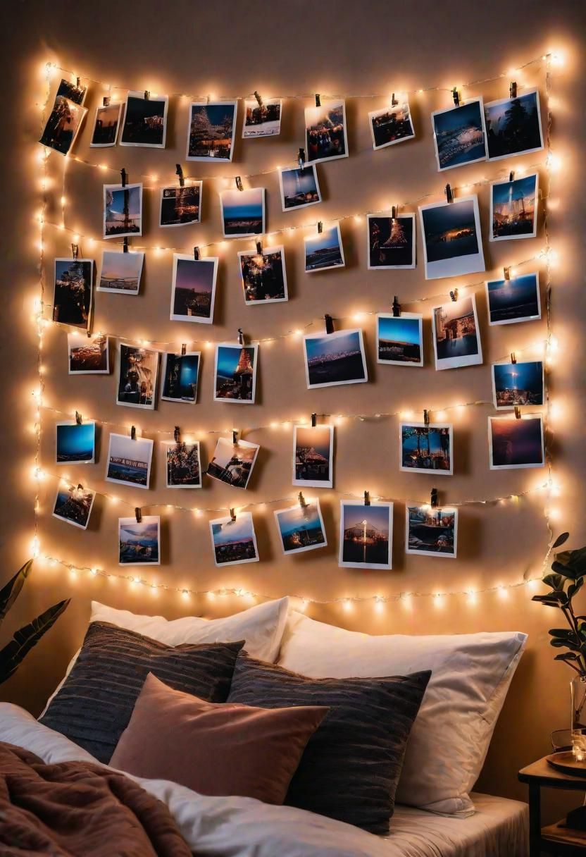 Glow Up Your Bedroom: 33 Chic and Cozy LED Aesthetic Ideas 8 6. LED Photo Clip Wall Display-0