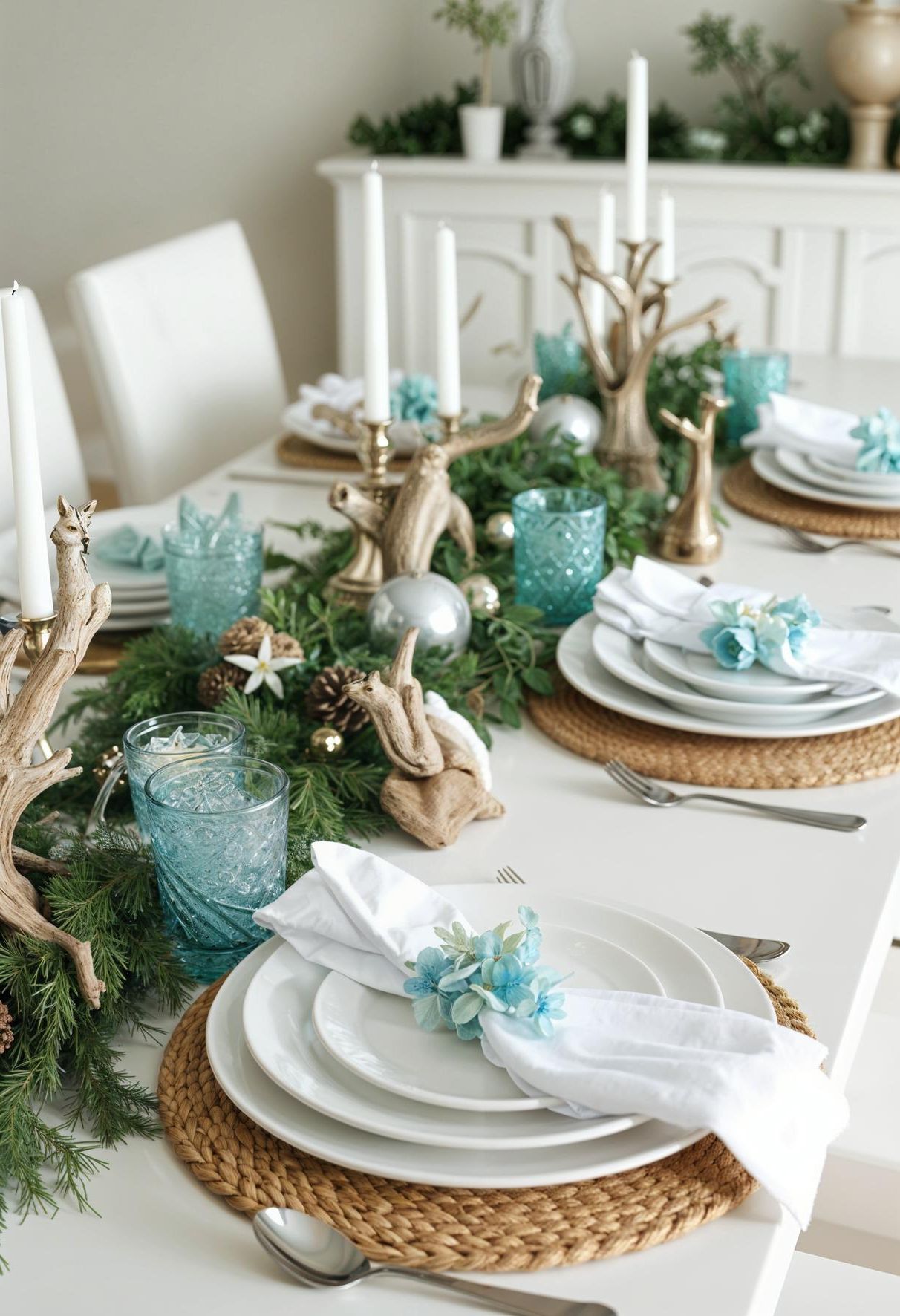 15. Coastal Christmas Table Decor Ideas-1
