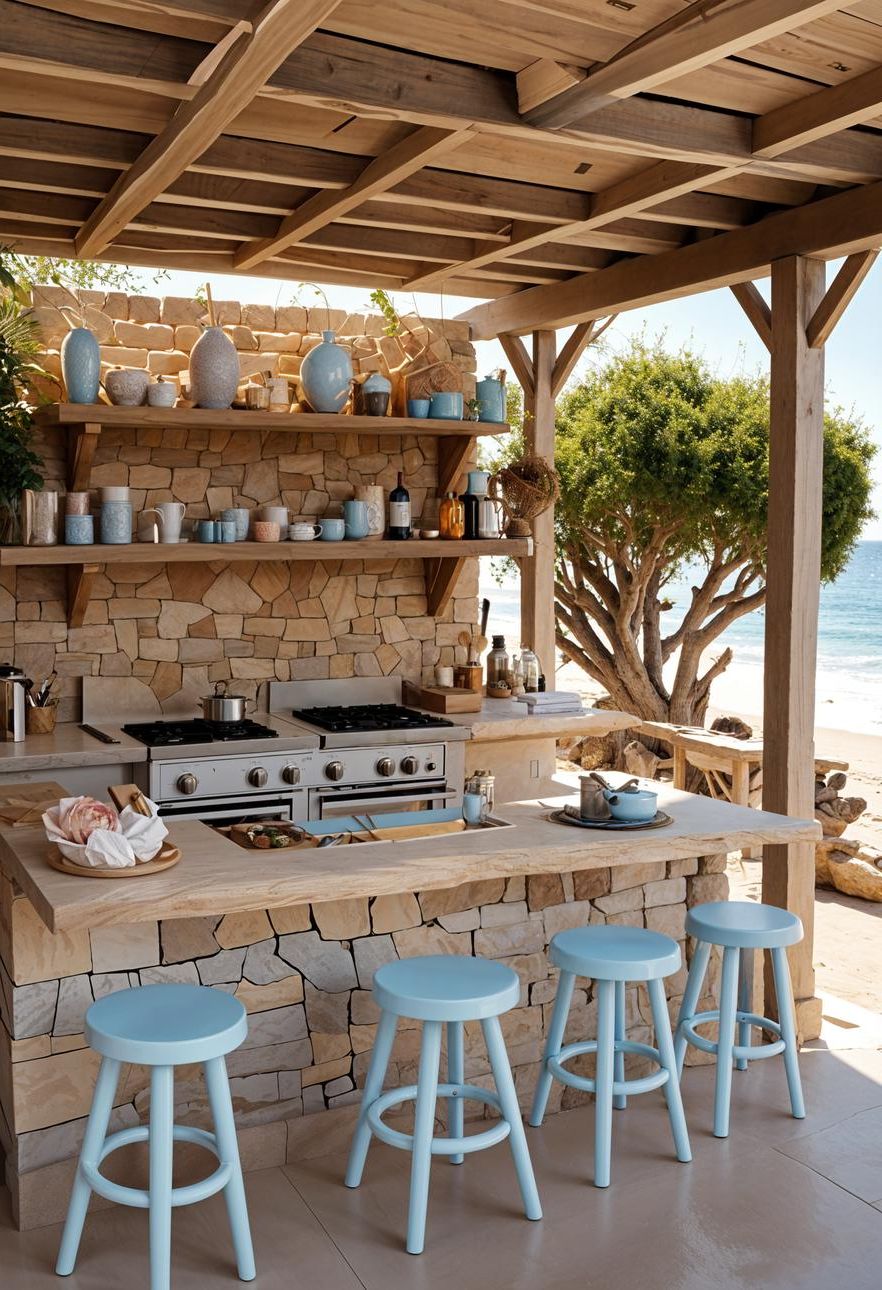 21 Stunning Outdoor Kitchen Patio Ideas (NEW) 17 6. Seaside-Inspired Outdoor Kitchen Oasis-2