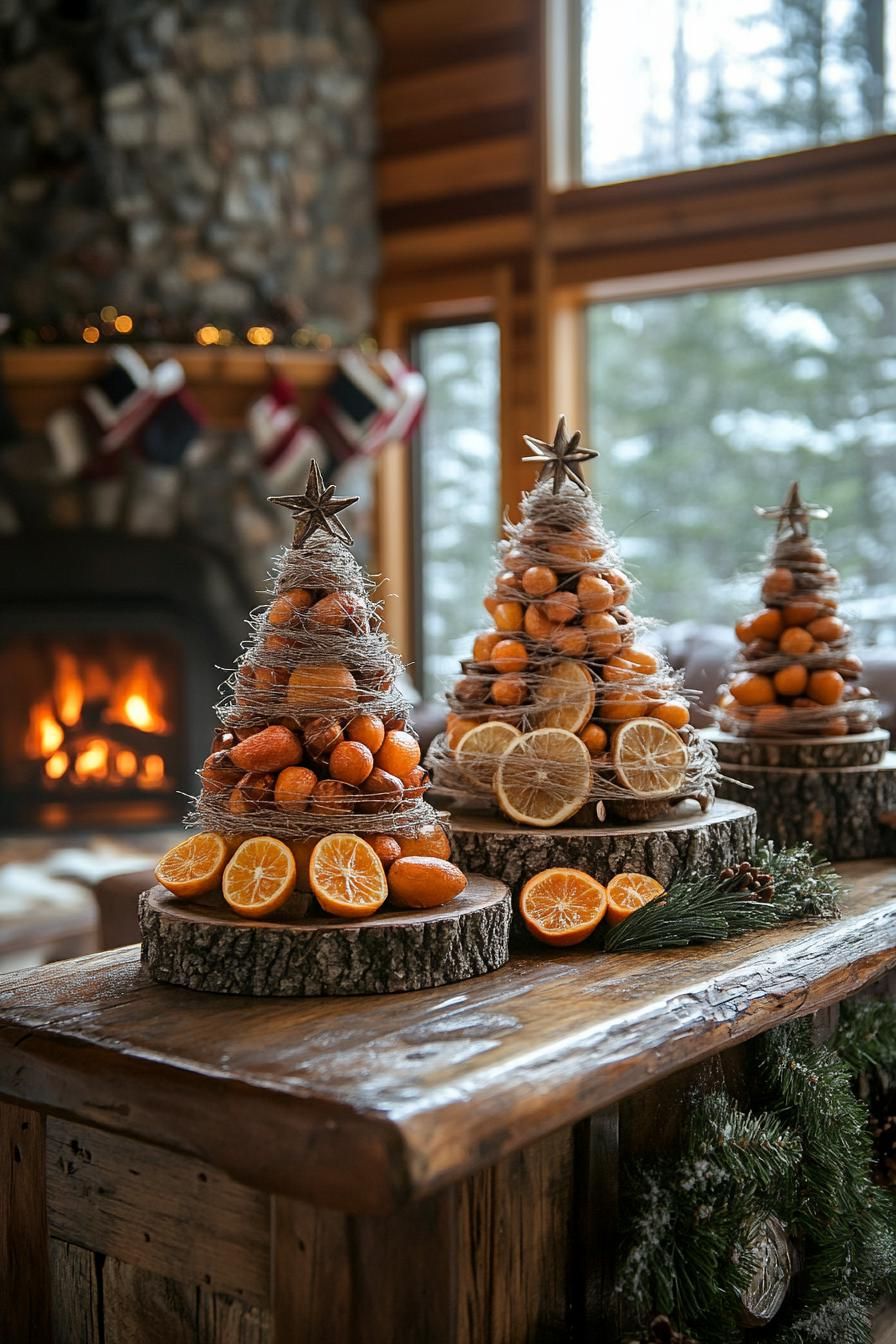 21 Cozy Mountain Lodge Christmas Decor Ideas 49 19. Rustic Mini Tree Decor Ideas-1