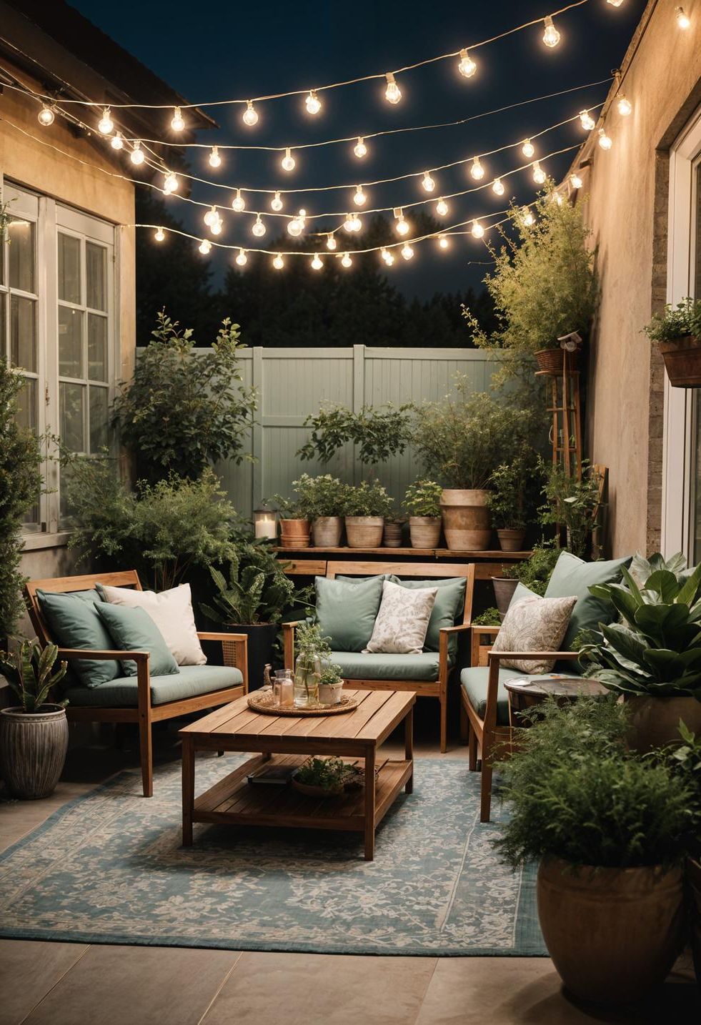 19 Unique Concrete Patio Ideas You Must See (New) 12 5. Sage Green Patio Oasis-0