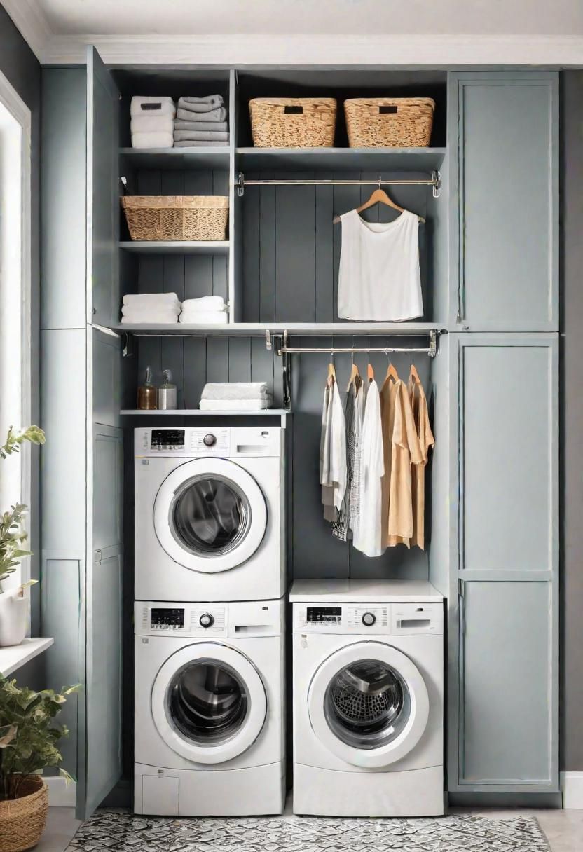 20 Innovative Laundry Room Cabinet Ideas: Stylish Storage Solutions 16 11. Accordion Drying Rack Cabinet-0