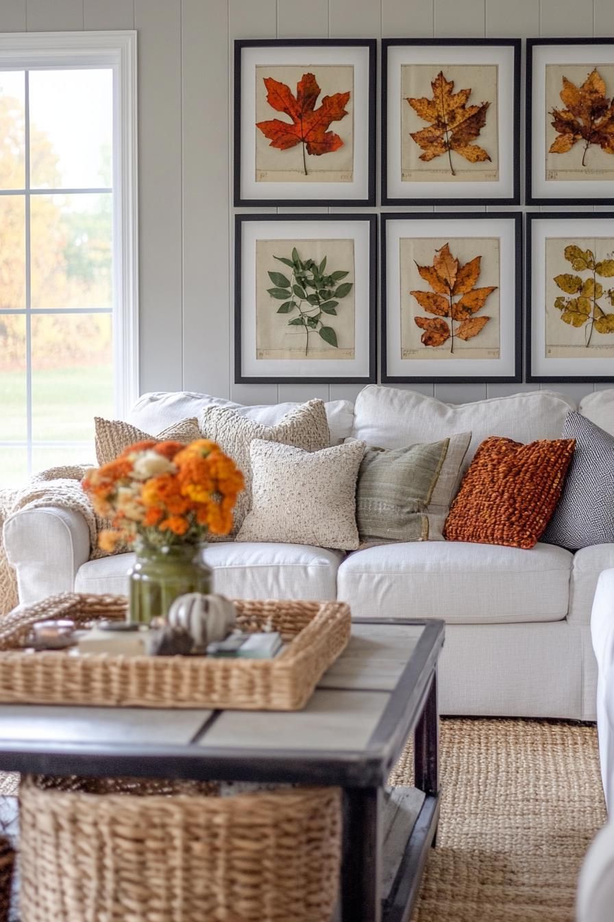 15 Cozy Fall Decor Ideas for Your Home 31 11. Natural Fall Leaf Wall Art-2