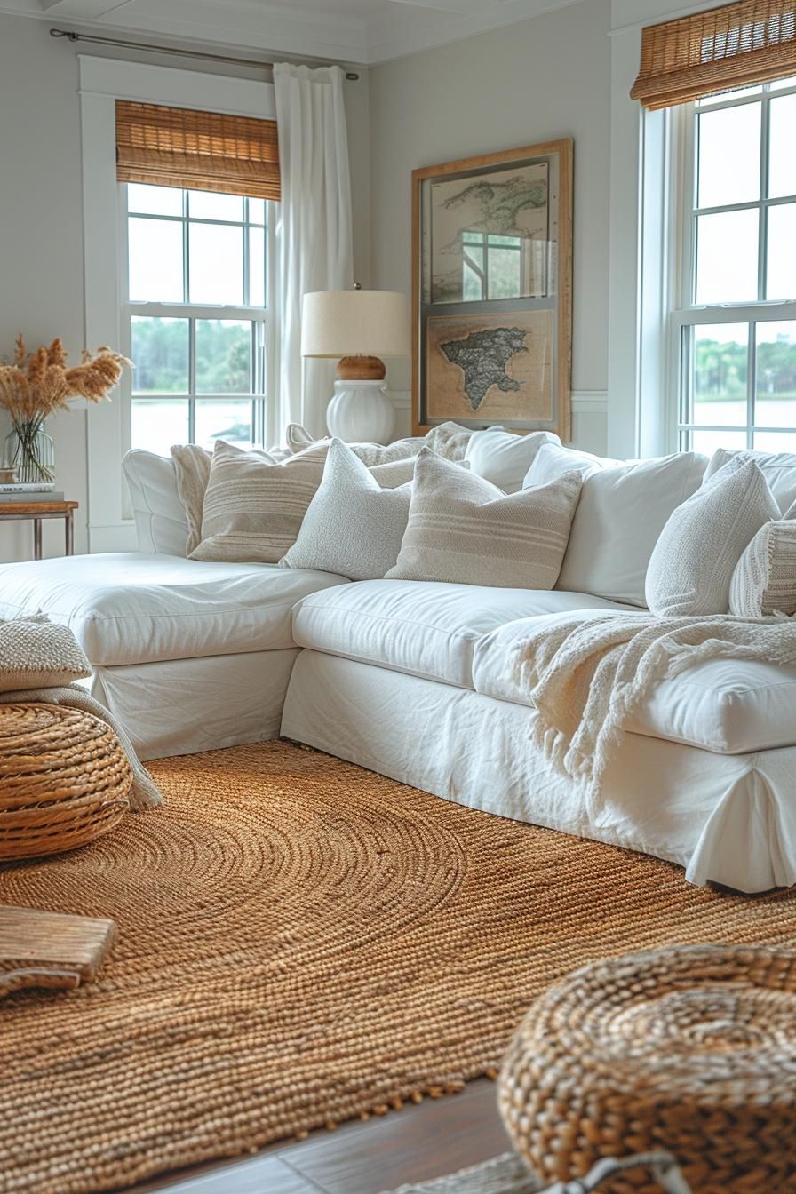 15 Chic Neutral Coastal Living Room Ideas You Will Love 10 3. Coastal Living Room Linen Sofas-2