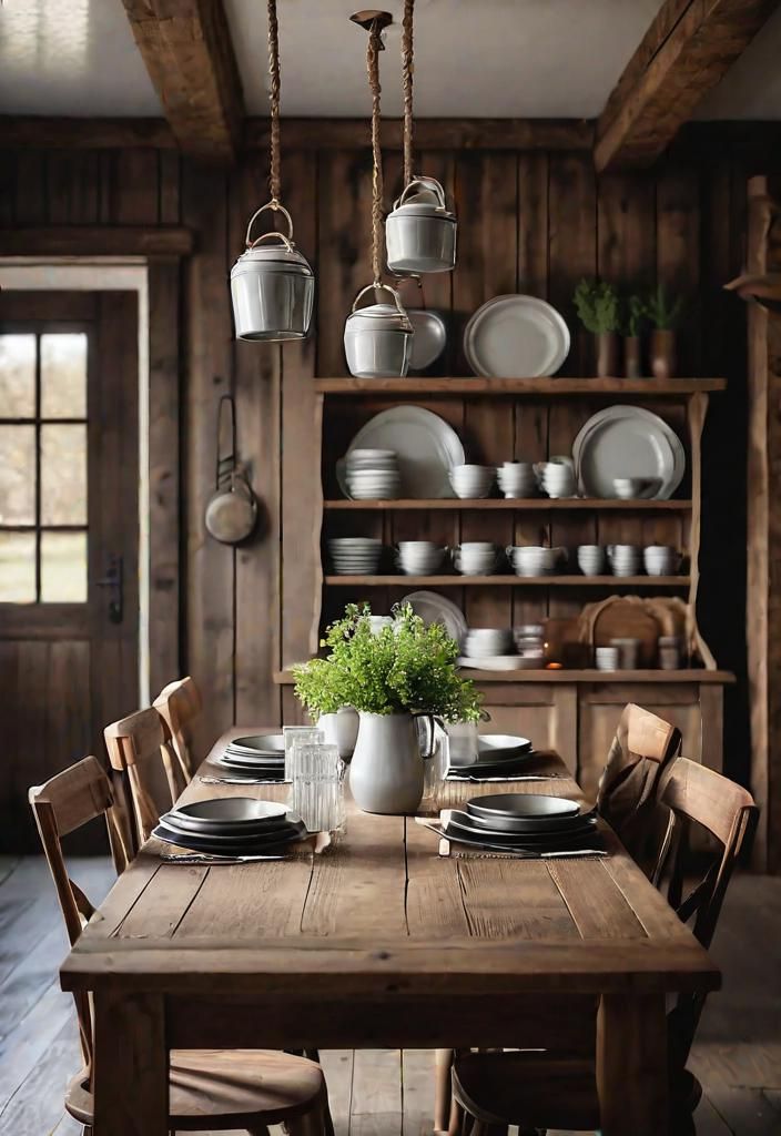 25 Charming Farmhouse Living Room Ideas For 2025 18 16. Wooden Farmhouse Dining Set-0