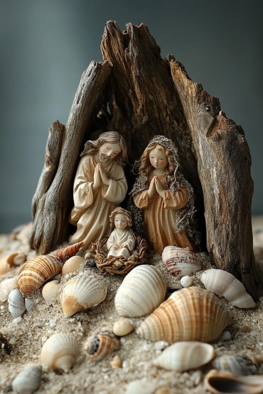 19 Unique Boho Christmas Decor Ideas 38 14. Nautical Nativity Scene Inspiration-1