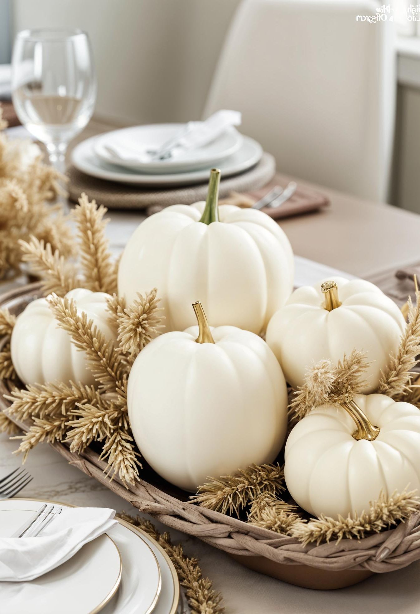 15 Cozy Fall Decor Ideas for Your Home 4 1. Rustic Pumpkin Wheat Centerpiece-1