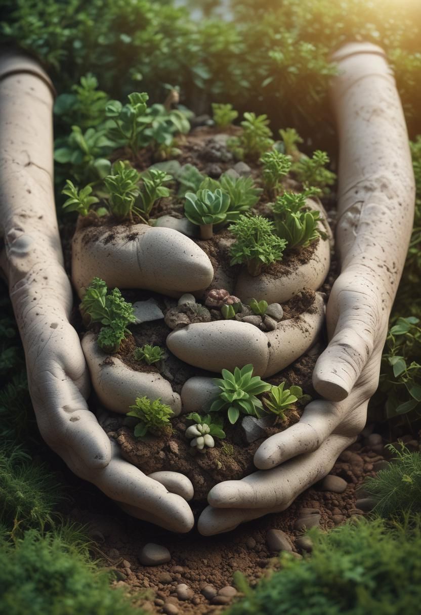 41 Stunning Garden Decor Ideas for an Aesthetic Backyard 20 15. Cement Hand Planter Inspiration-0