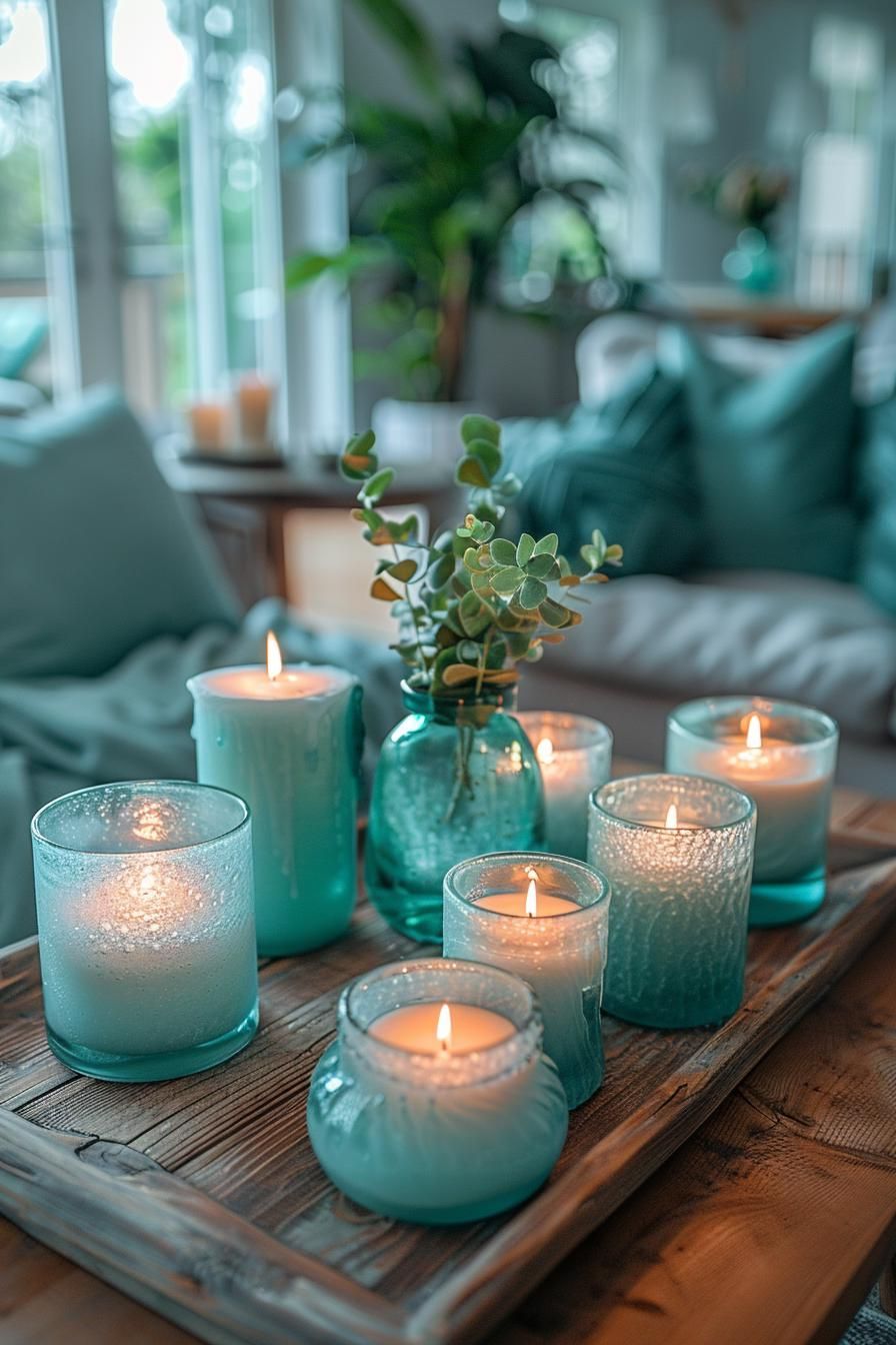 15 Chic Neutral Coastal Living Room Ideas You Will Love 32 13. Coastal-Inspired Sea Glass Decor-1