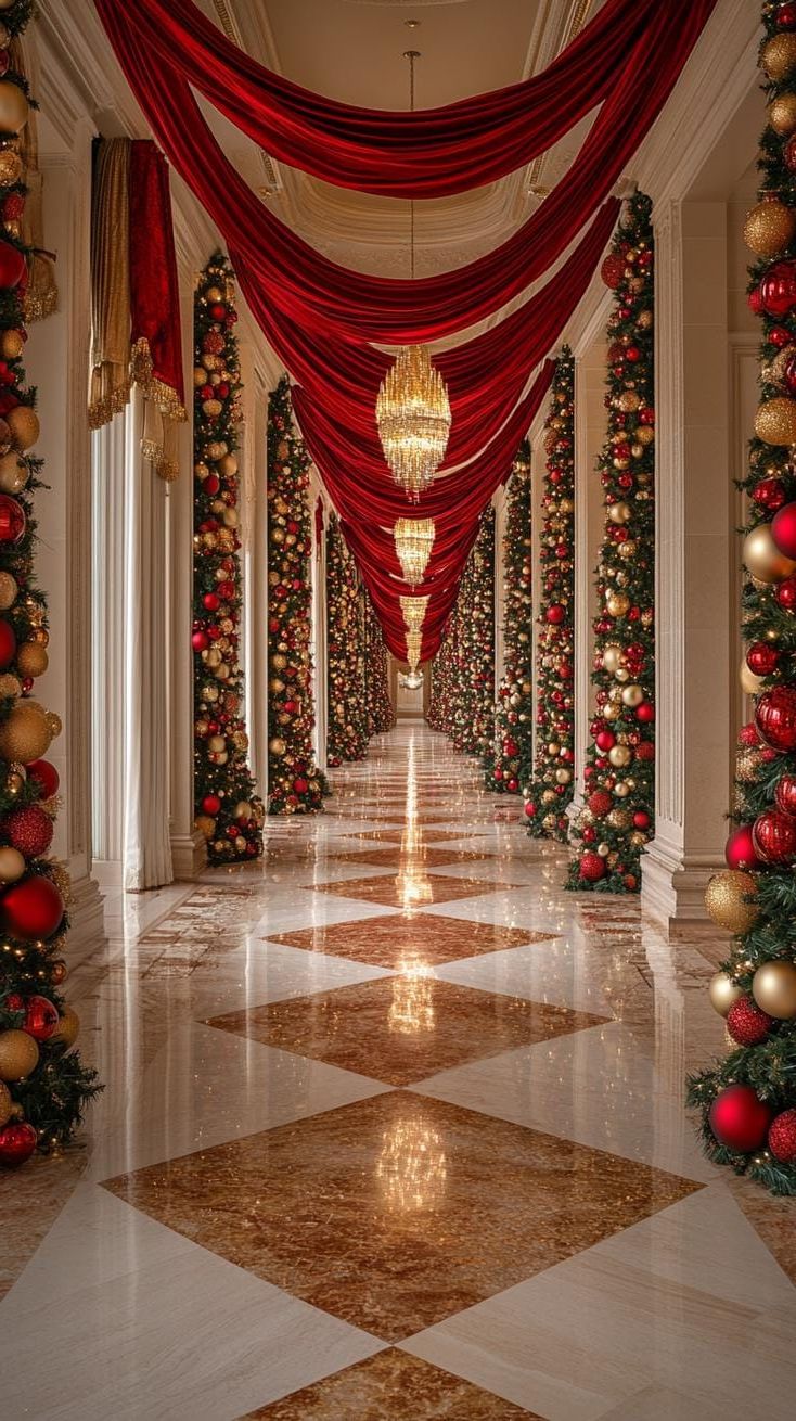 21 Magical Christmas Decor Inspiration for a Cozy Home 10 4. Timeless Holiday Hallway Garland-0