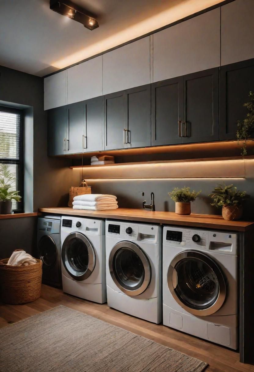 19 Space-Saving Small Laundry Room Ideas: Functional and Stylish 20 15. Illuminated Overhead Laundry Room Cabinets-0