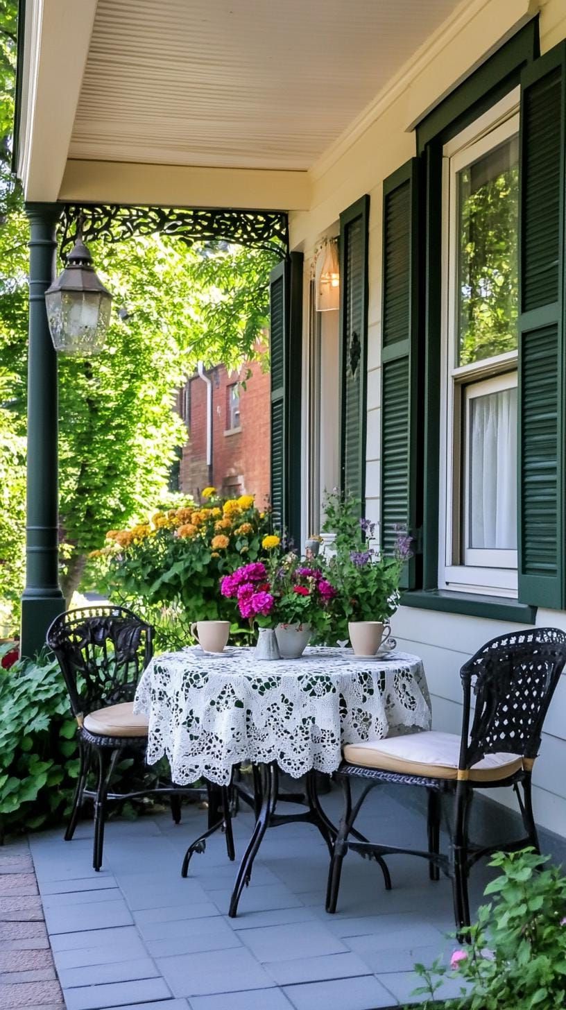 27. Romantic Parisian café style with quaint tables, lace cushions, and lamplight-0