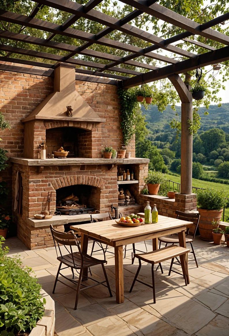 21 Stunning Outdoor Kitchen Patio Ideas (NEW) 51 19. Rustic Italian Outdoor Kitchen Retreat-0