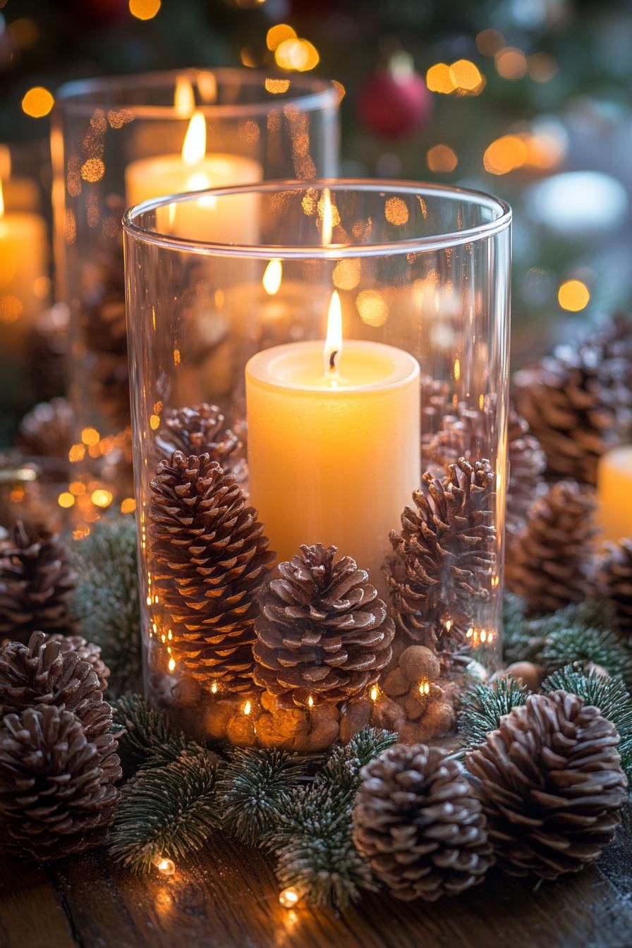 4. Festive Pine Cone Candle Centerpieces-1