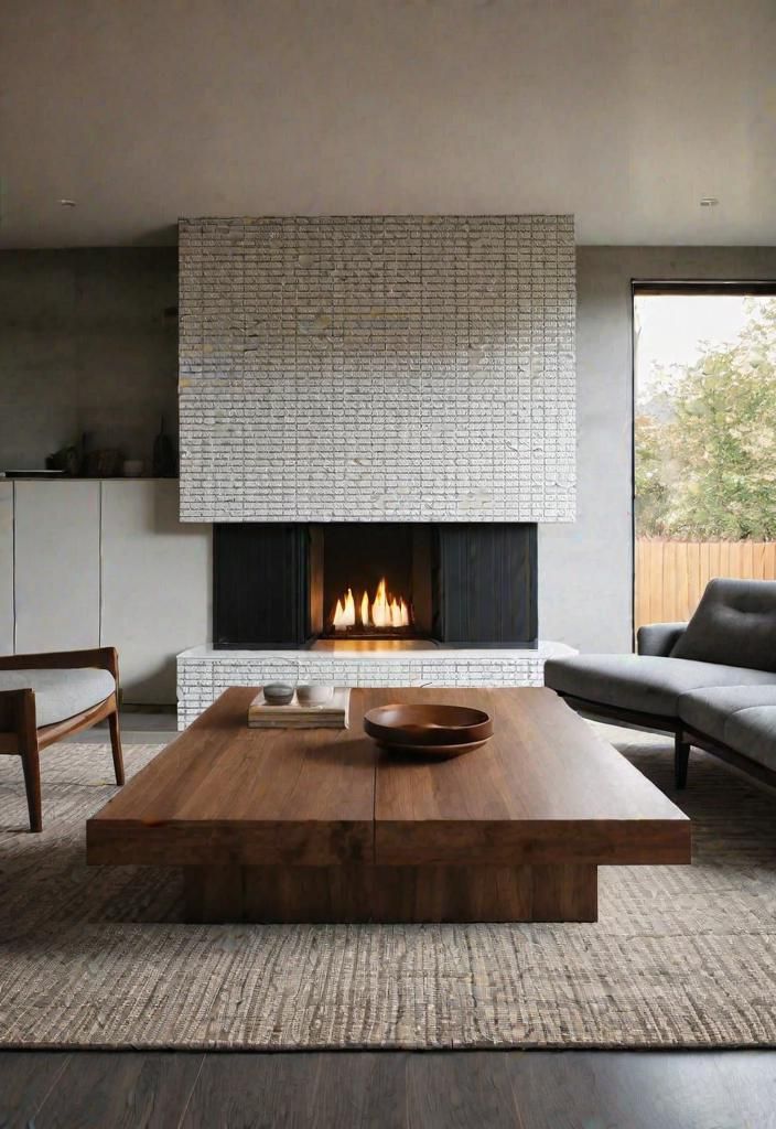27 Beautiful Mid Century Modern Living Rooms 32 27. Sleek Tiled Fireplace-0