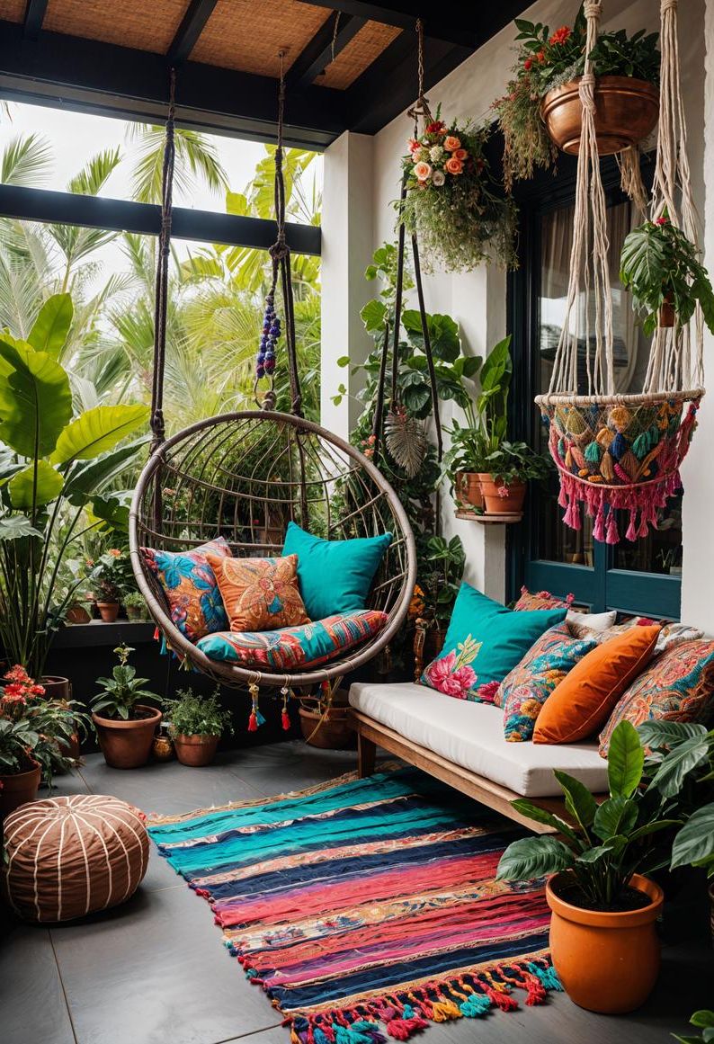 19 Unique Concrete Patio Ideas You Must See (New) 36 16. Boho Concrete Patio Inspiration-1