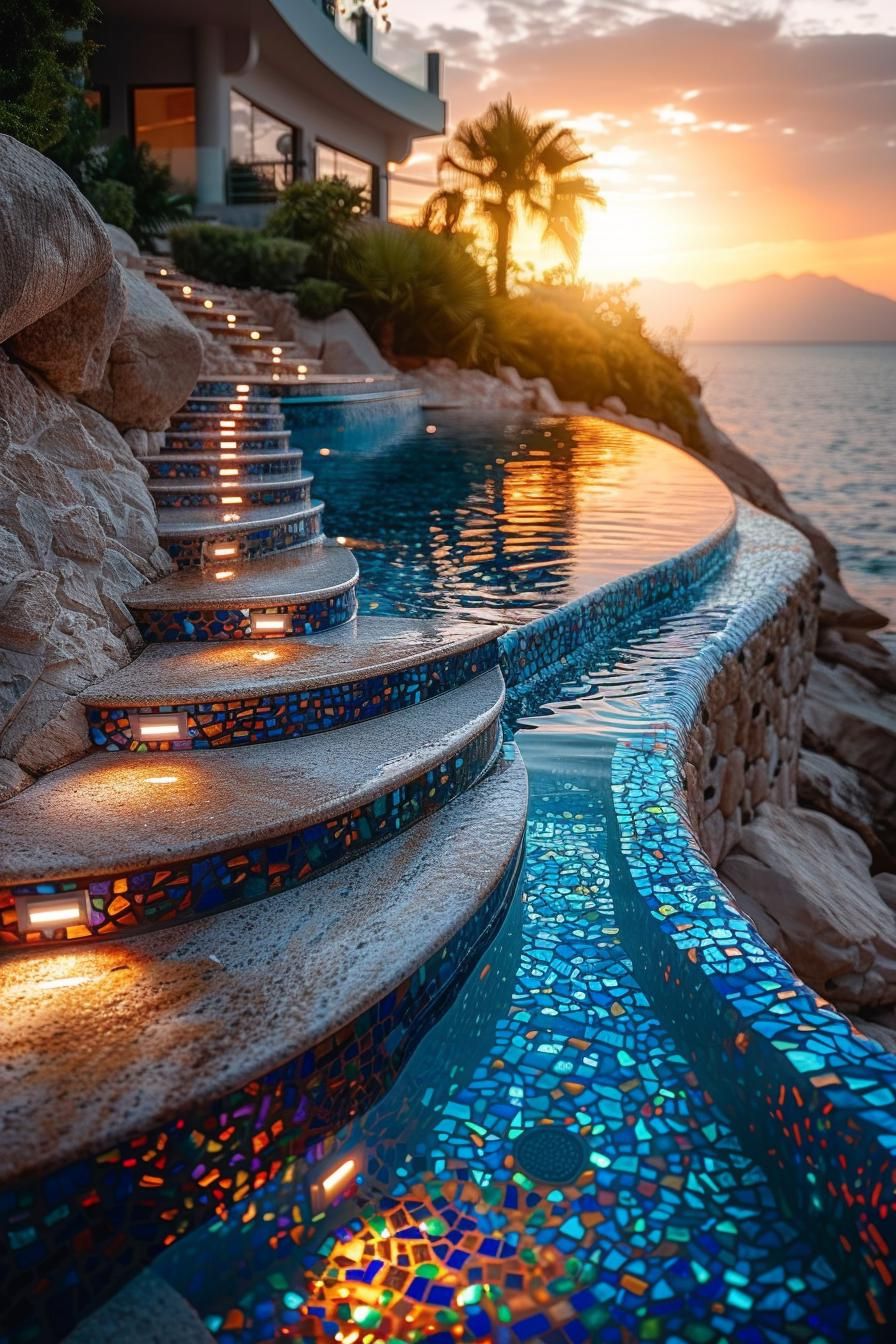 15 Modern Pool Designs Transforming Your Backyard 33 12. Mosaic Masterpiece: Luxe Pool Trends-1