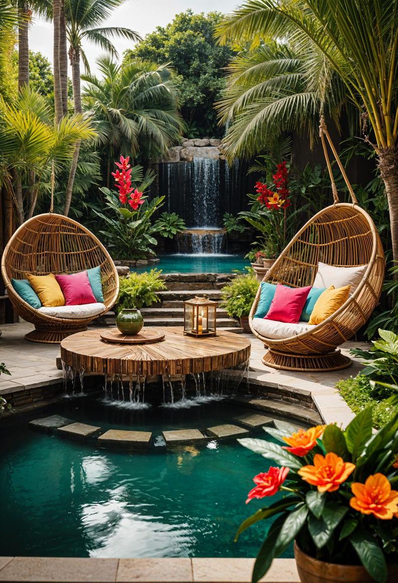 25 Stunning Small Garden Layout Ideas 28 13. Tropical Garden Oasis Design-0