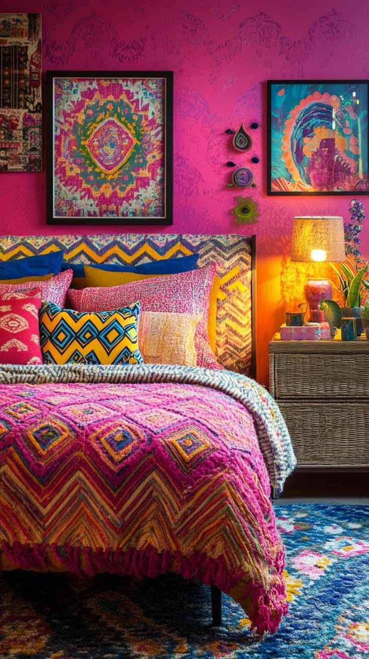 5. Psychedelic Patterns Playground: Combine zigzag patterns in bold pink, mustard yellow, and cobalt blue-0