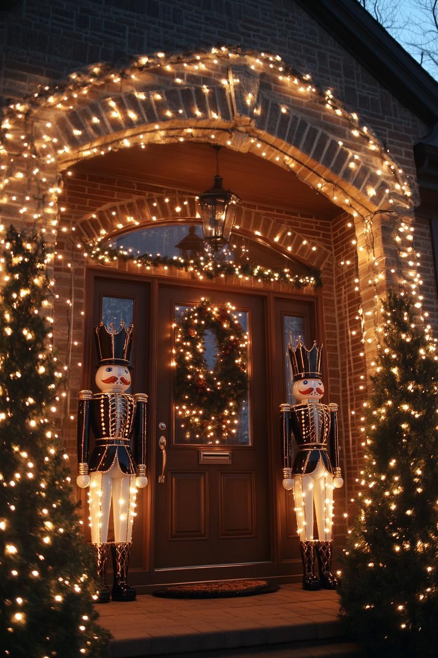 15 Stunning Christmas House Lights Ideas You’ll Love 12 4. Festive Nutcracker Home Decor-1