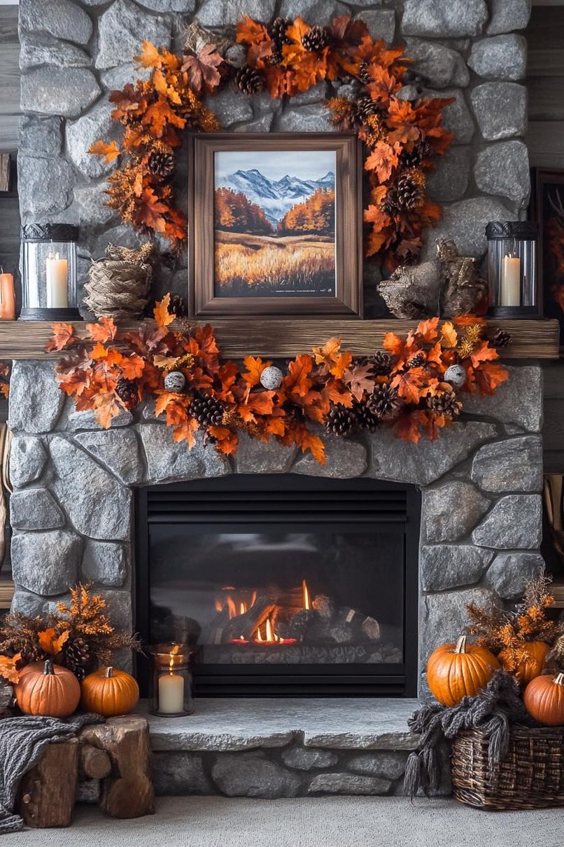15 Cozy Fall Decor Ideas for Your Home 7 2. Autumn Mantel Decor Inspiration-1