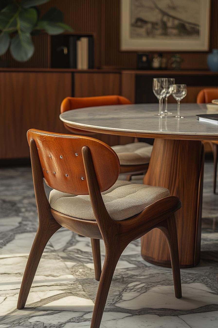 23 Stunning Mid-Century Modern Dining Tables You’ll Adore 43 16. Textural Contrast with Leather Chairs-1