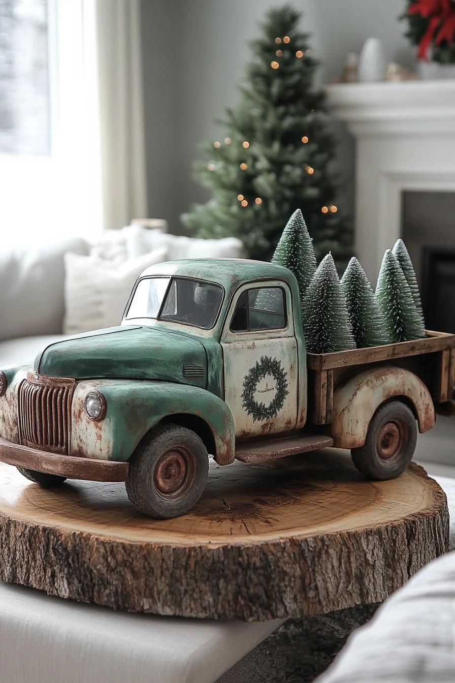 6. Rustic Christmas Truck Decor Ideas-0