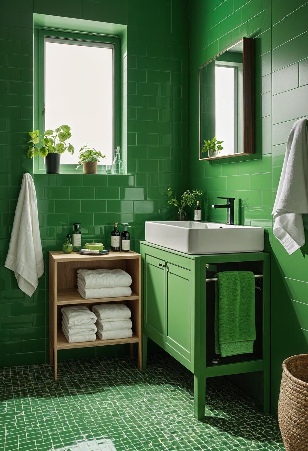 21. Green Monochrome Bathroom Decor-0