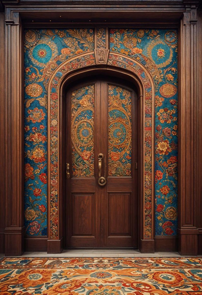 29 Stunning Wooden Door Designs for Main Entrances 49 23. Bohemian Mosaic Door Design Ideas-2