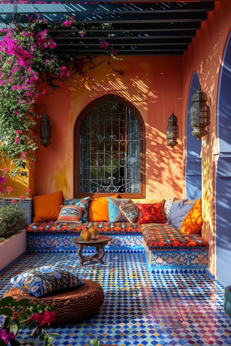 31 Gorgeous Outdoor Patio Ideas to Try Now 10 3. Vivid Moroccan Patio Retreat-1