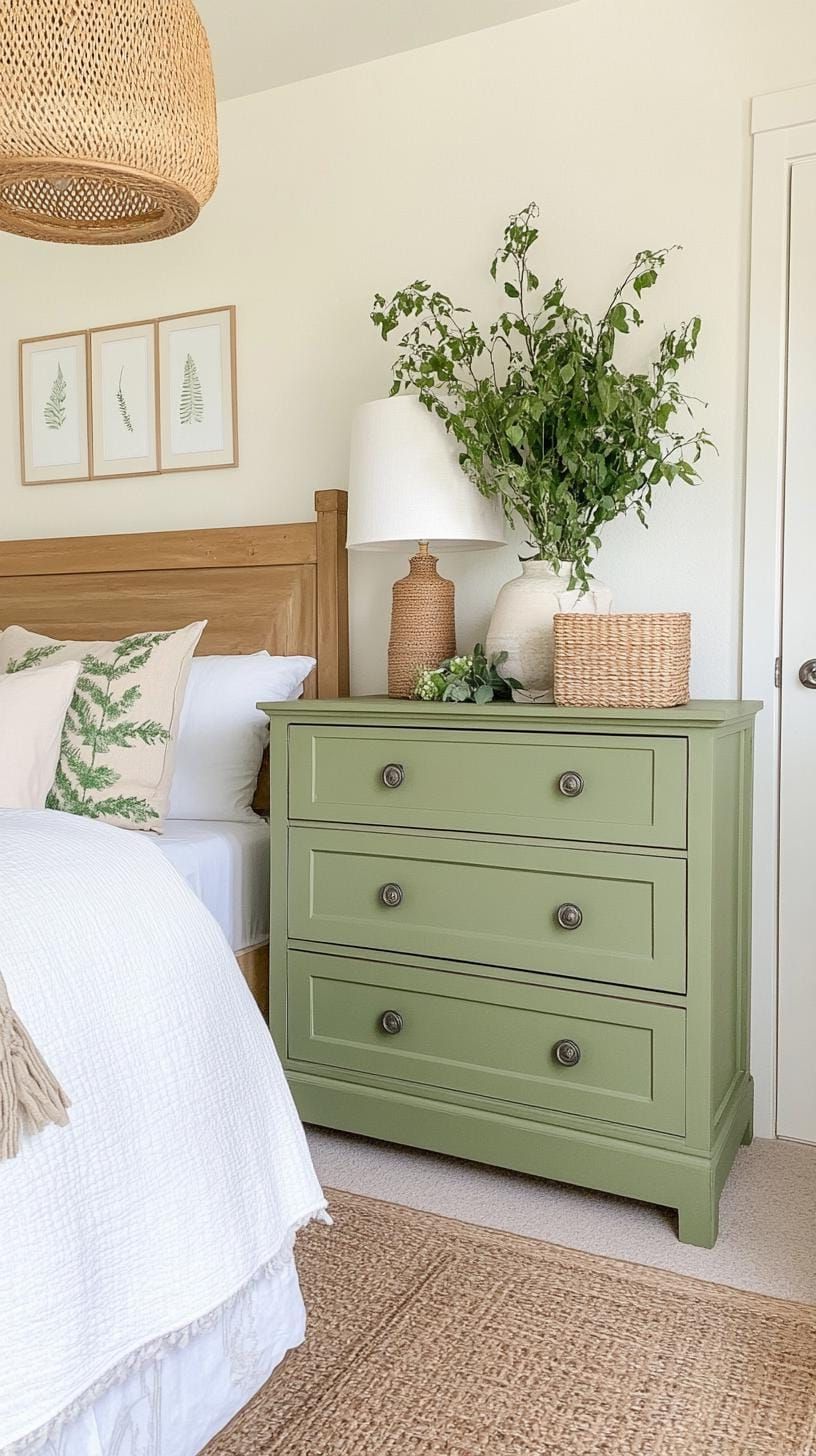 22. Upcycled Charm: Reimagine old furniture into sage-painted pieces for a personalized touch-3