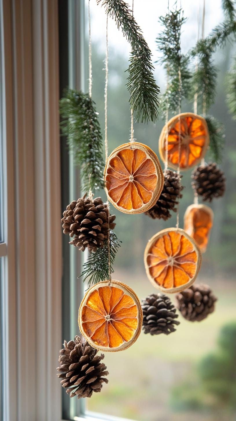 21 Magical Christmas Decor Inspiration for a Cozy Home 15 6. Natural Christmas Window Hangings-0