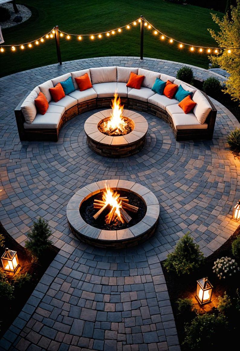 23 Gorgeous Paver Patio Ideas You Must See 8 2. Circular Fire Pit Paver Patios-2