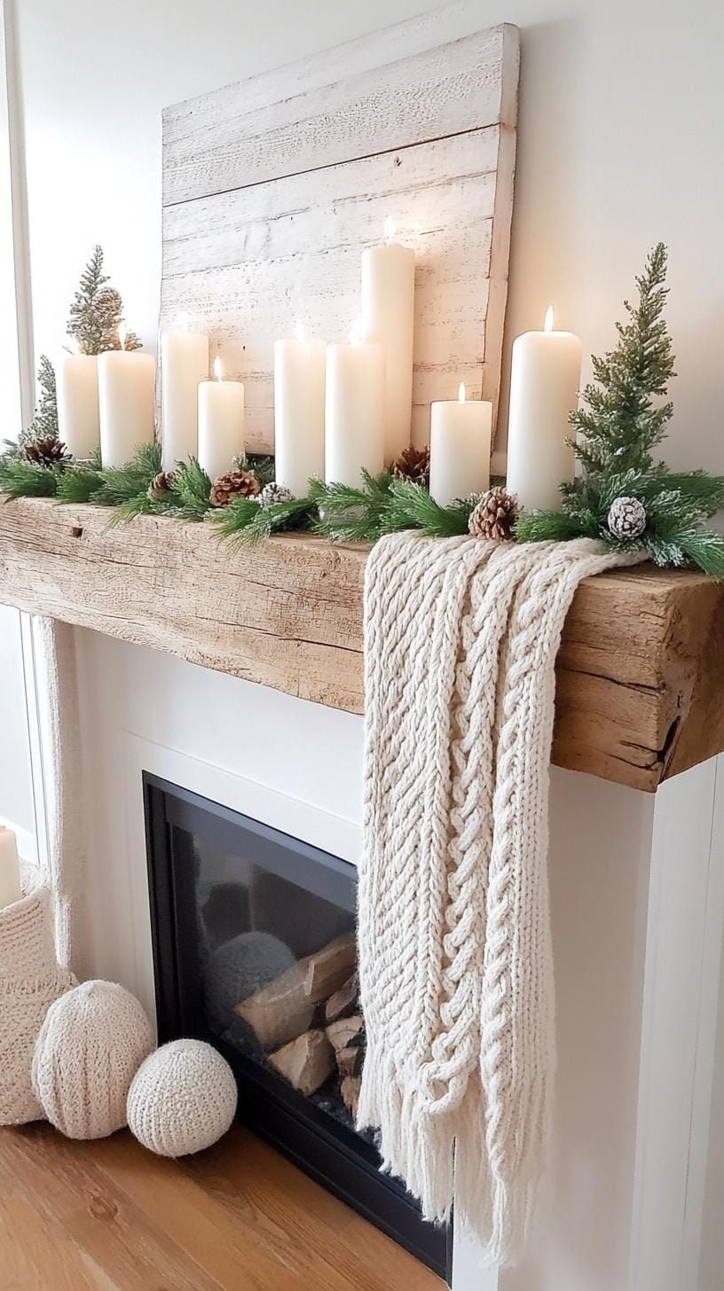 19 Best Winter Mantle Decor Ideas To Cozy Up Your Home In 2025 19 6. Winter Knit Mantle Decor Proposal-1