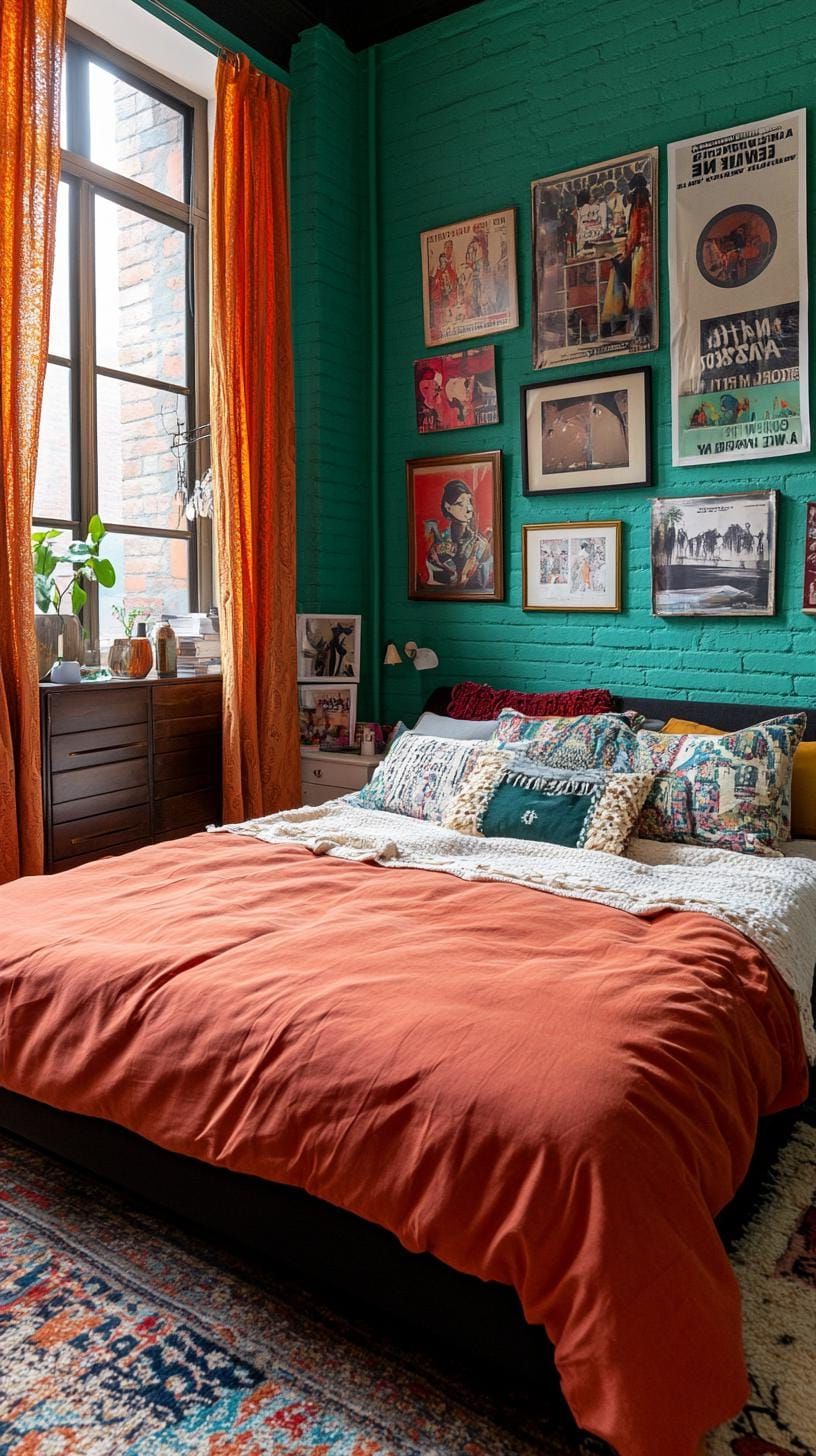 21 New Bedroom Ideas for Your 2025 Refresh 37 12. Vintage posters with eclectic decor for a witchy feel-1