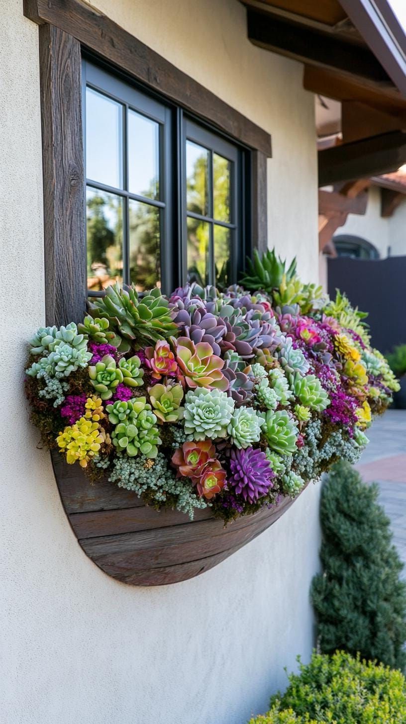 25 Unique Backyard Garden Ideas to Create Your Own Oasis 37 14. Drought-Tolerant Succulent Wall Art-1