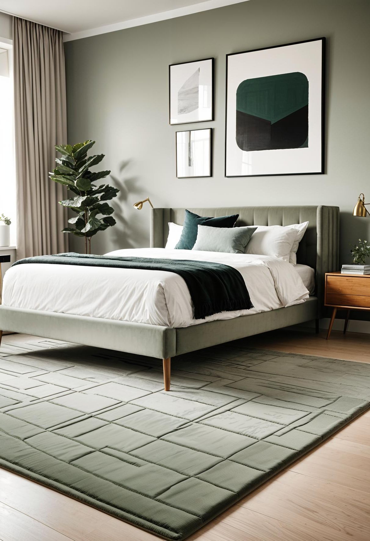 6. Geometric Rug in Minimalist Bedroom-0