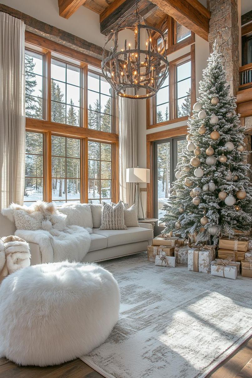 21 Cozy Mountain Lodge Christmas Decor Ideas 45 18. Cozy Earth-Toned Tree Skirts-0