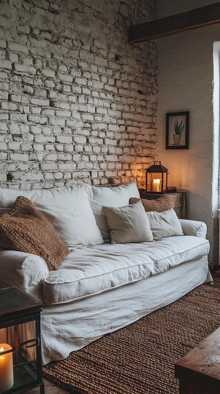 19 Cozy Moody Farmhouse Living Room Ideas That Wow 48 15. Rustic Farmhouse Accent Wall Inspiration-2